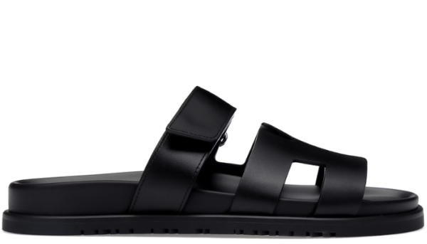 Hermes Chypre Sandal Noir Calfskin Leather