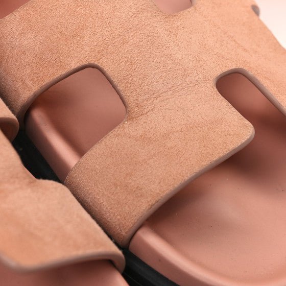 Hermes Suede Goatskin Womens Chypre Sandals Nude - Image 7
