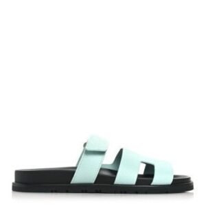 Hermes  Epsom Womens Chypre Sandals 39 Bleu Cristaux