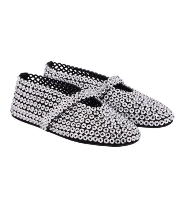 Alaia Ballet Flat in Glass Eyelet Suede Goatskin Transparent