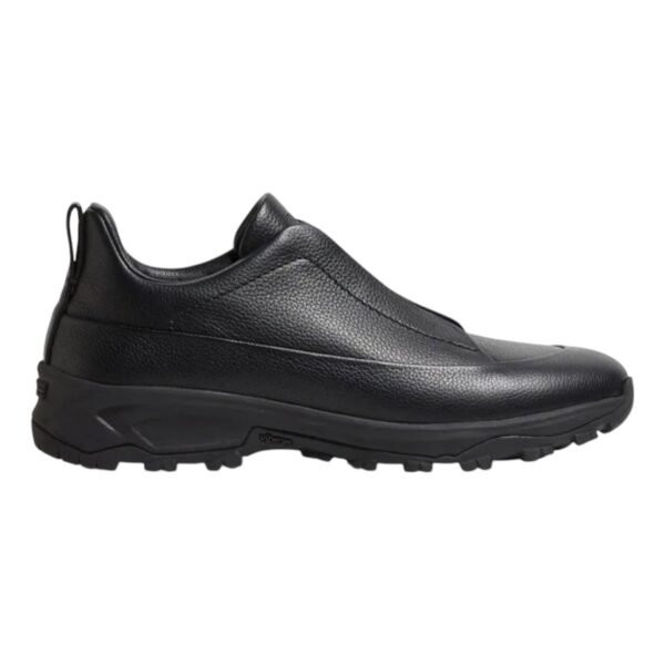 Zegna  Black leather triple stitch mont sneakers