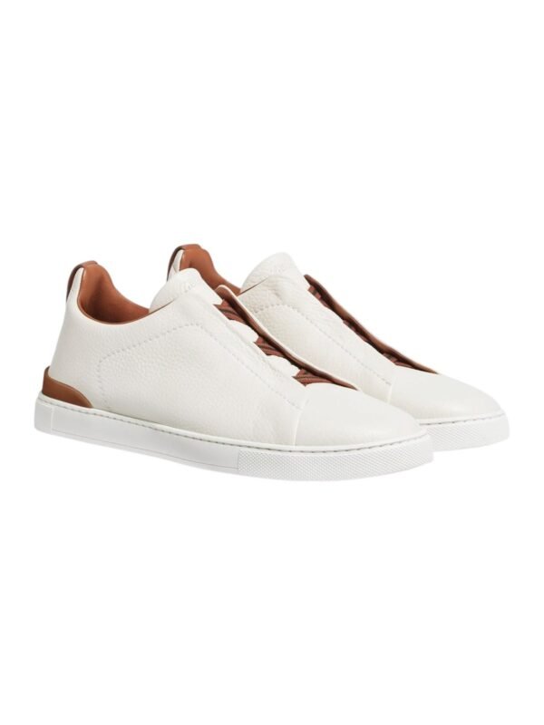 ZEGNA Deerskin Triple Stitch Off White/Brown