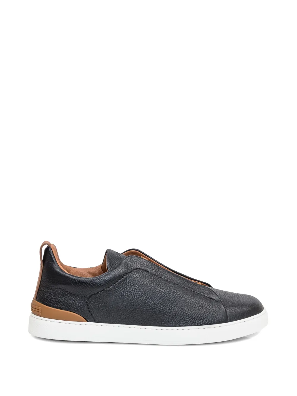 Zegna BLACK DEERSKIN TRIPLE STITCH SNEAKERS