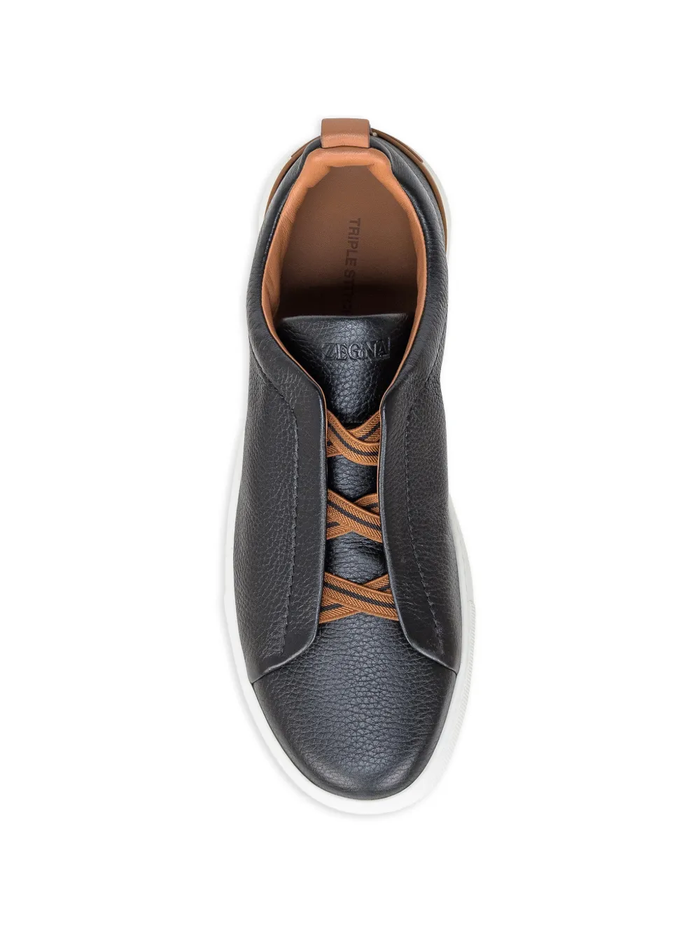 Zegna BLACK DEERSKIN TRIPLE STITCH SNEAKERS - Image 4