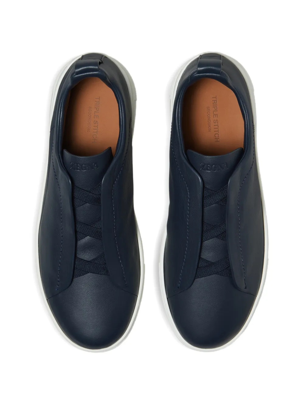 Zegna BLUE TRIPLE STITCH SECONDSKIN SNEAKERS - Image 3