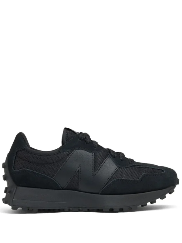New Balance 327 Black White Tongue Logo