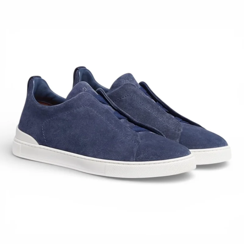 Zegna UTILITY BLUE SUEDE TRIPLE STITCH SNEAKERS - Image 2