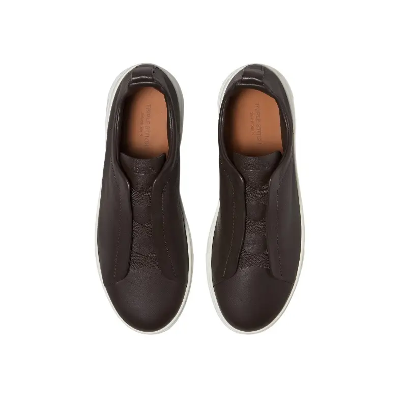 Zegna BROWN TRIPLE STITCH SECONDSKIN SNEAKERS - Image 4
