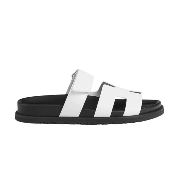 Hermes chypre sandal noir calfskin leather white
