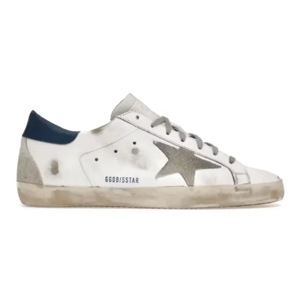 Golden Goose Super-Star White Royal Blue Grey Suede Patch